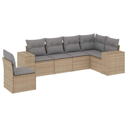 Set Divano da Giardino 6 pz con Cuscini Beige in Polyrattan - homemem39