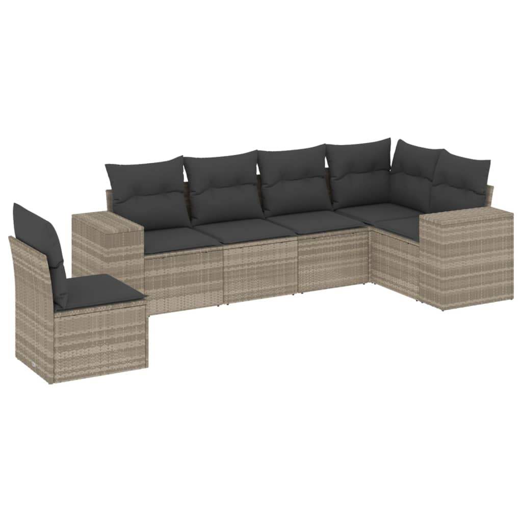 Set Divano da Giardino 6pz con Cuscini Grigio Chiaro Polyrattan - homemem39