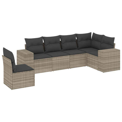 Set Divano da Giardino 6pz con Cuscini Grigio Chiaro Polyrattan - homemem39