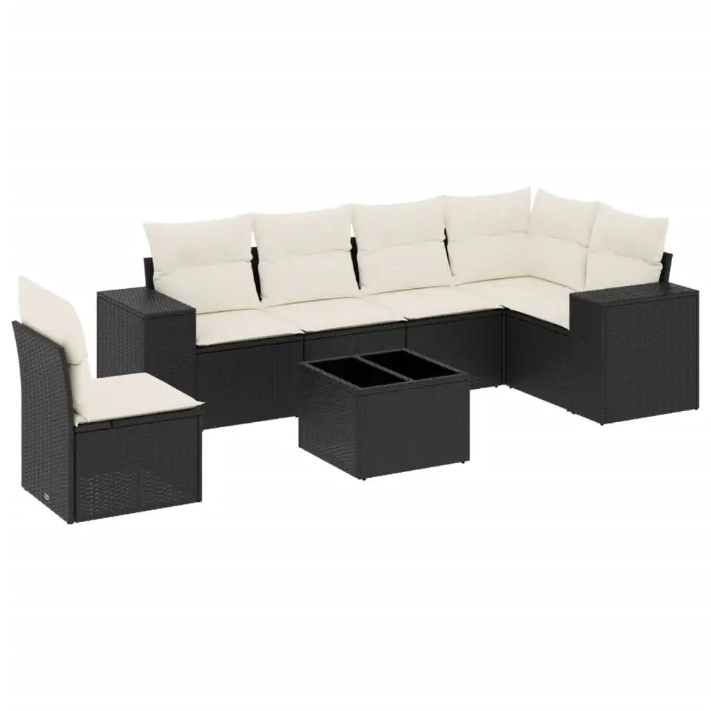 Set Divani da Giardino con Cuscini 7pz Nero Polyrattan - homemem39