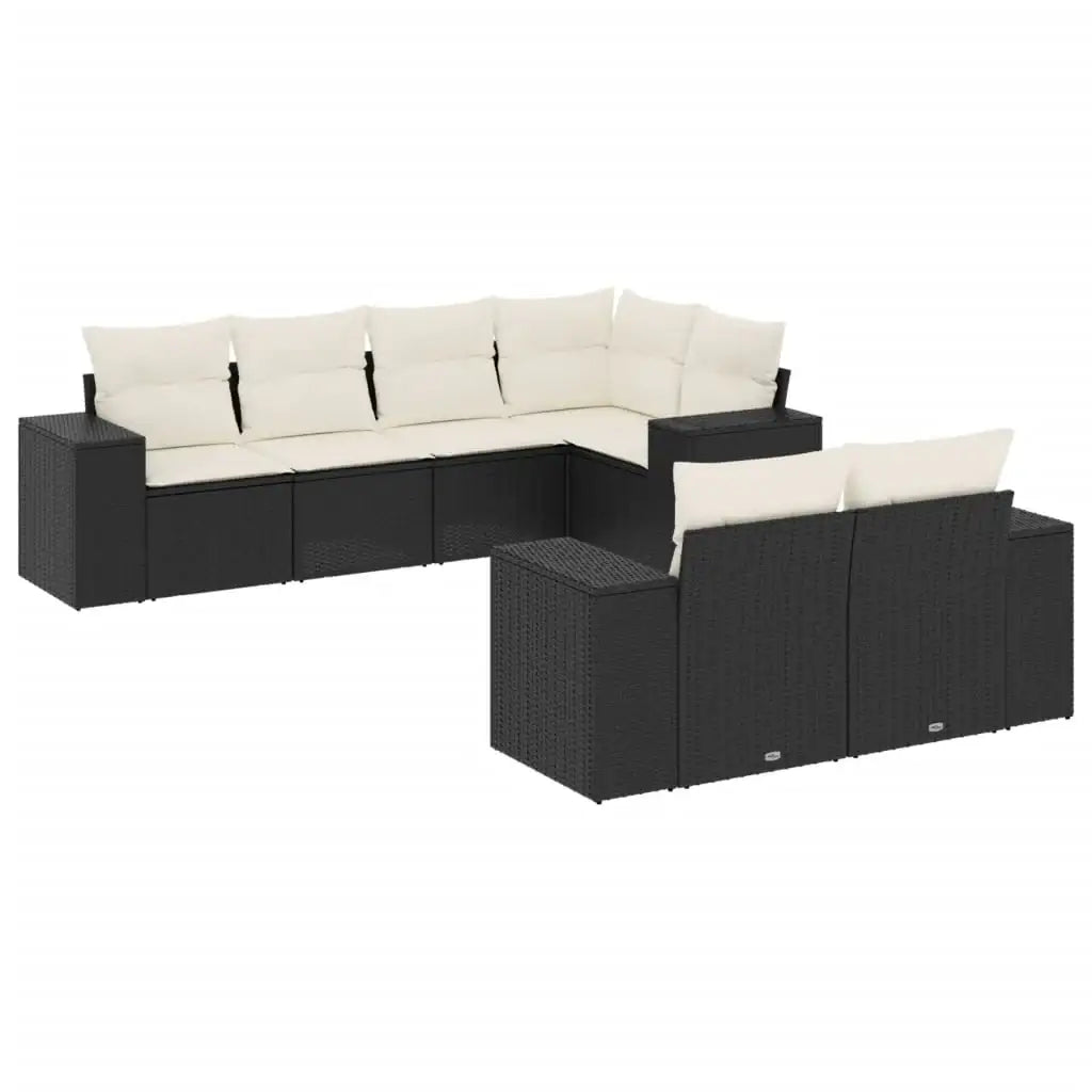 Set Divani da Giardino con Cuscini 7pz Nero Polyrattan - homemem39