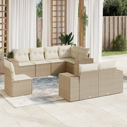 Set Divano da Giardino 8 pz con Cuscini Beige in Polyrattan | homemem39