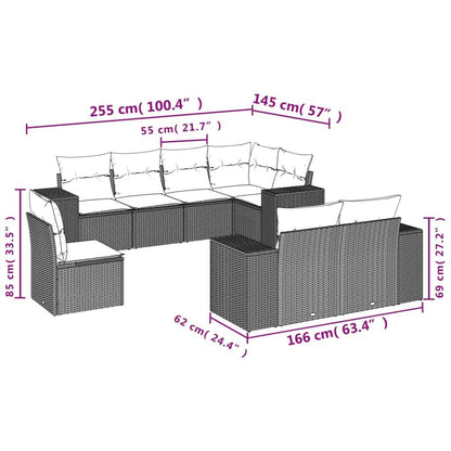 Set Divano da Giardino 8pz con Cuscini Grigio Chiaro Polyrattan - homemem39