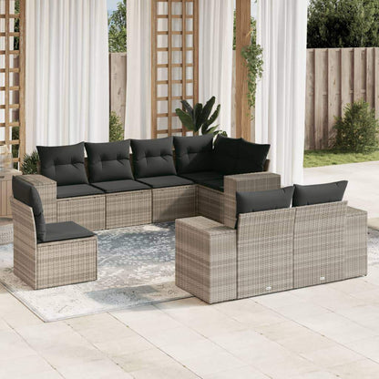 Set Divano da Giardino 8pz con Cuscini Grigio Chiaro Polyrattan - homemem39