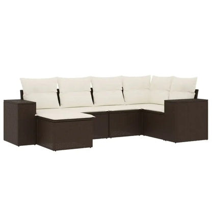 Set Divano da Giardino 6 pz con Cuscini Marrone in Polyrattan - homemem39