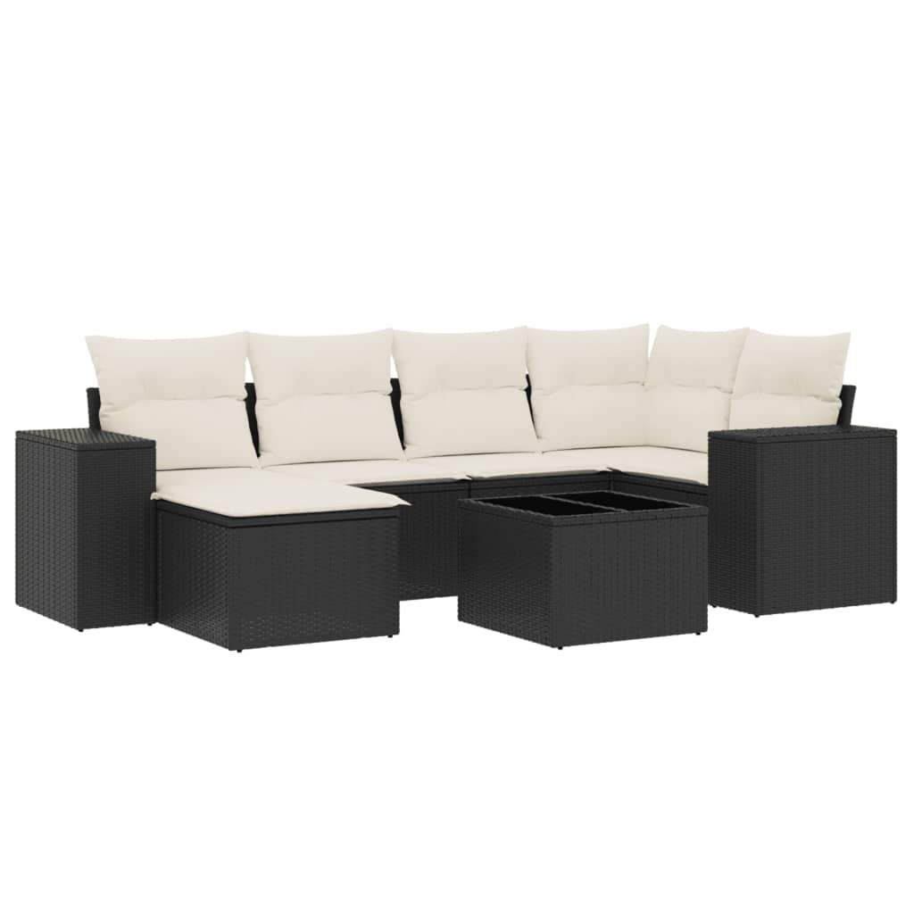 Set Divani da Giardino con Cuscini 7pz Nero Polyrattan - homemem39
