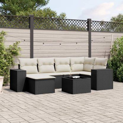 Set Divani da Giardino con Cuscini 7pz Nero Polyrattan - homemem39