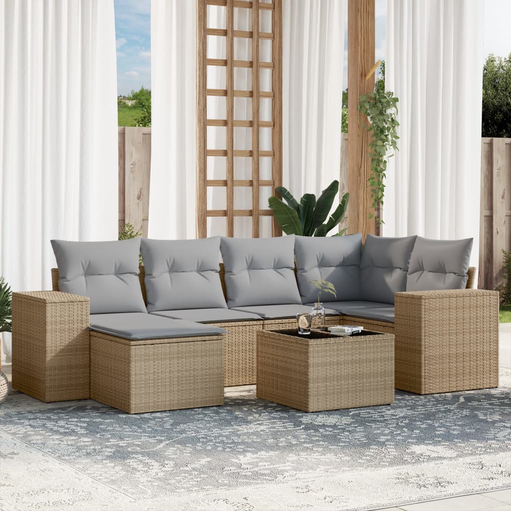Set Divani da Giardino 7 pz con Cuscini in Polyrattan