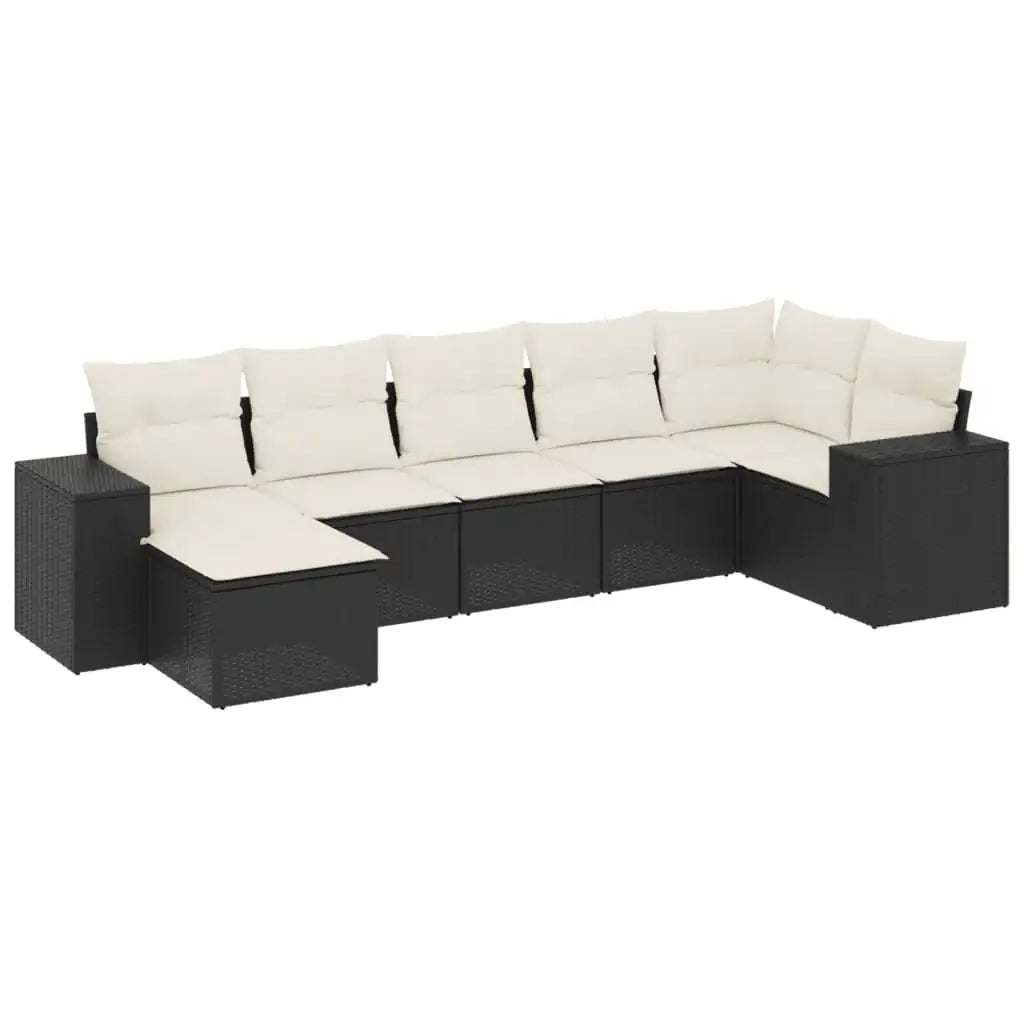 Set Divani da Giardino con Cuscini 7pz Nero Polyrattan - homemem39