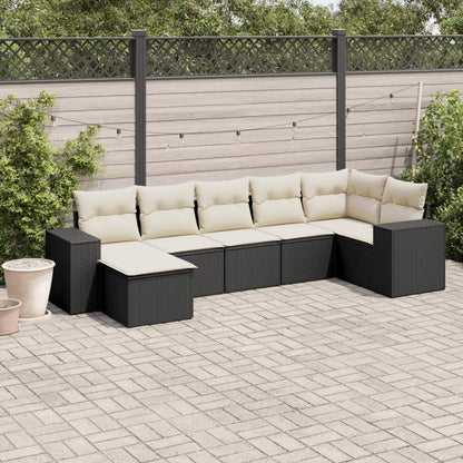 Set Divani da Giardino con Cuscini 7pz Nero Polyrattan - homemem39
