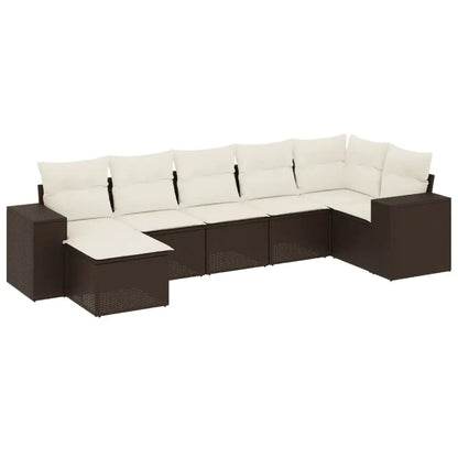 Set Divani da Giardino 7 pz con Cuscini Marrone in Polyrattan - homemem39