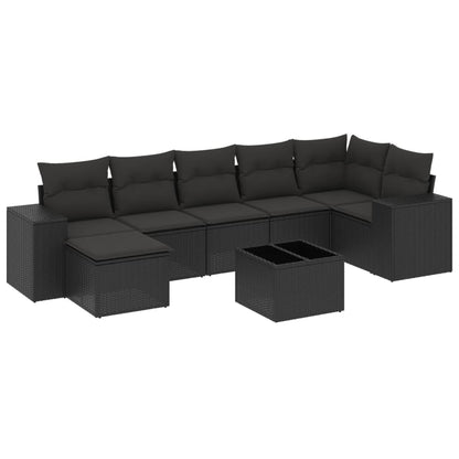 Set Divani da Giardino con Cuscini 8 pz Nero in Polyrattan | homemem39