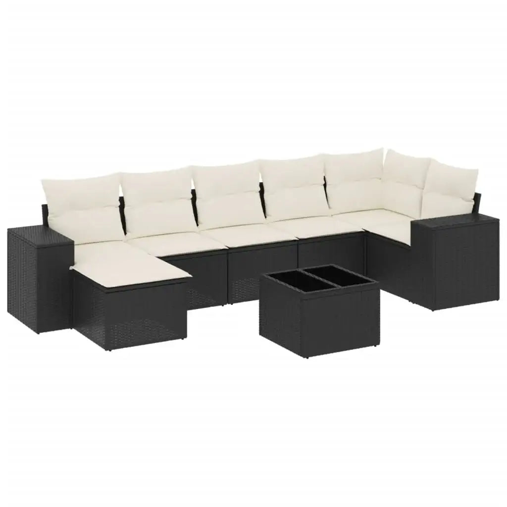 Set Divani da Giardino con Cuscini 8 pz Nero in Polyrattan - homemem39