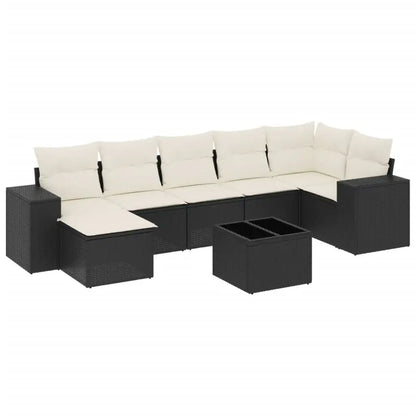 Set Divani da Giardino con Cuscini 8 pz Nero in Polyrattan - homemem39