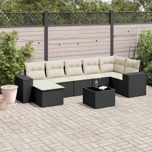 Set Divani da Giardino con Cuscini 8 pz Nero in Polyrattan - homemem39