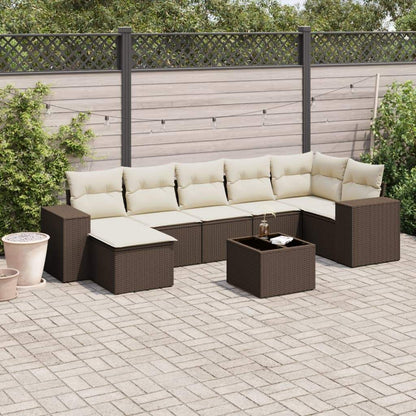 Set Divani da Giardino 8 pz con Cuscini Marrone in Polyrattan - homemem39