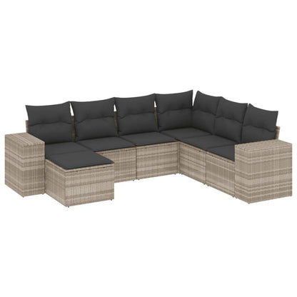 Set Divani da Giardino 7pz con Cuscini Grigio Chiaro Polyrattan - homemem39