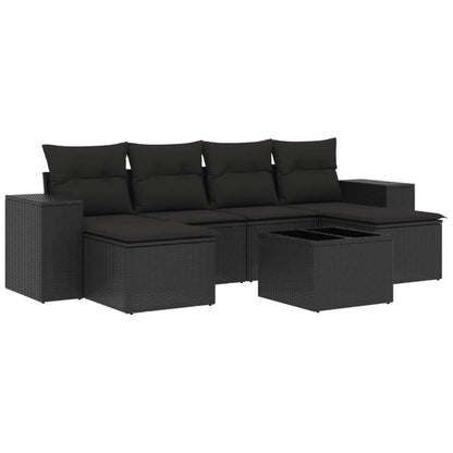 Set Divani da Giardino con Cuscini 7pz Nero Polyrattan - homemem39