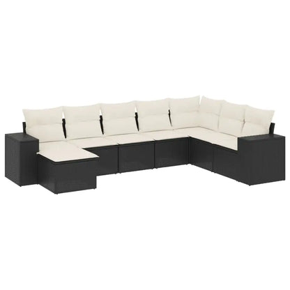 Set Divani da Giardino con Cuscini 8 pz Nero in Polyrattan - homemem39