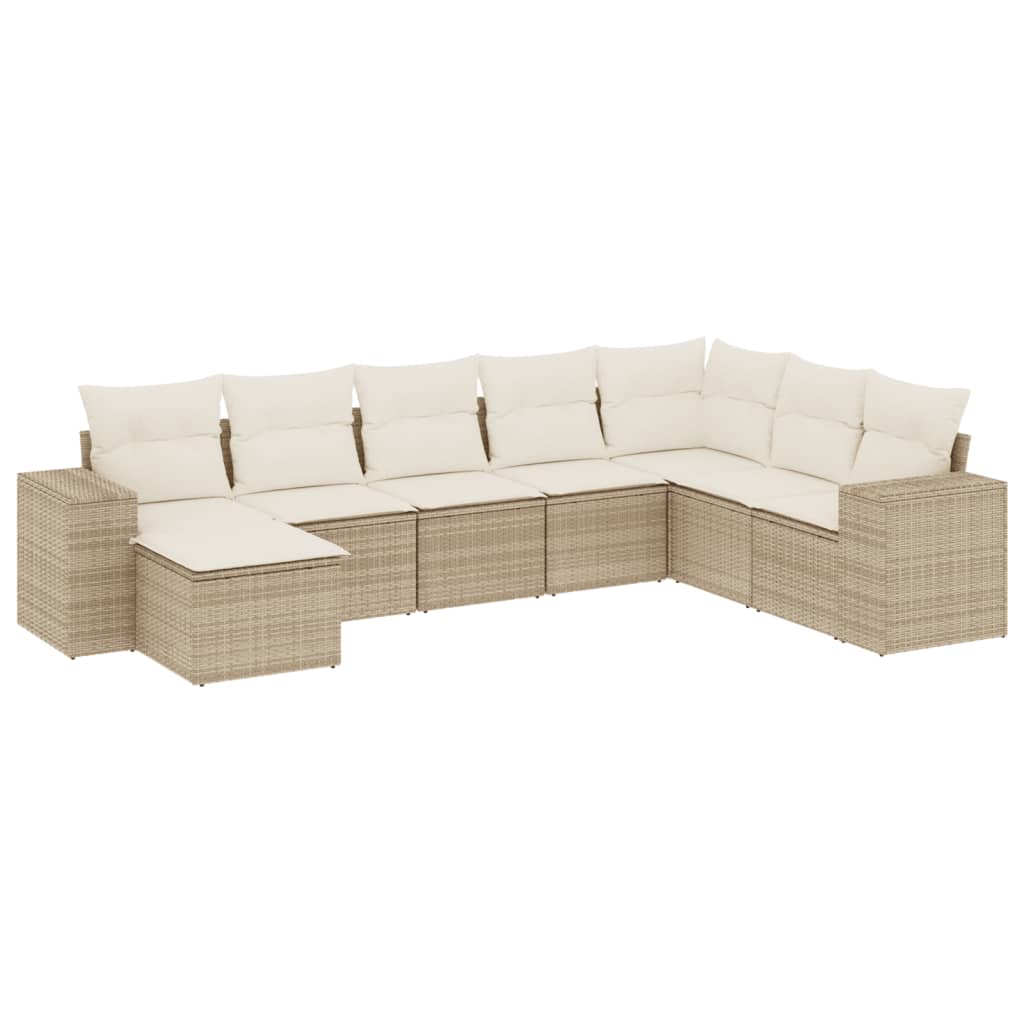 Set Divano da Giardino 8 pz con Cuscini Beige in Polyrattan | homemem39