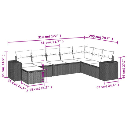 Set Divano da Giardino 8 pz con Cuscini Beige in Polyrattan | homemem39