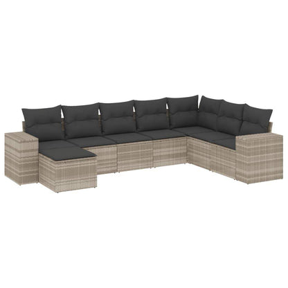 Set Divano da Giardino 8pz con Cuscini Grigio Chiaro Polyrattan - homemem39