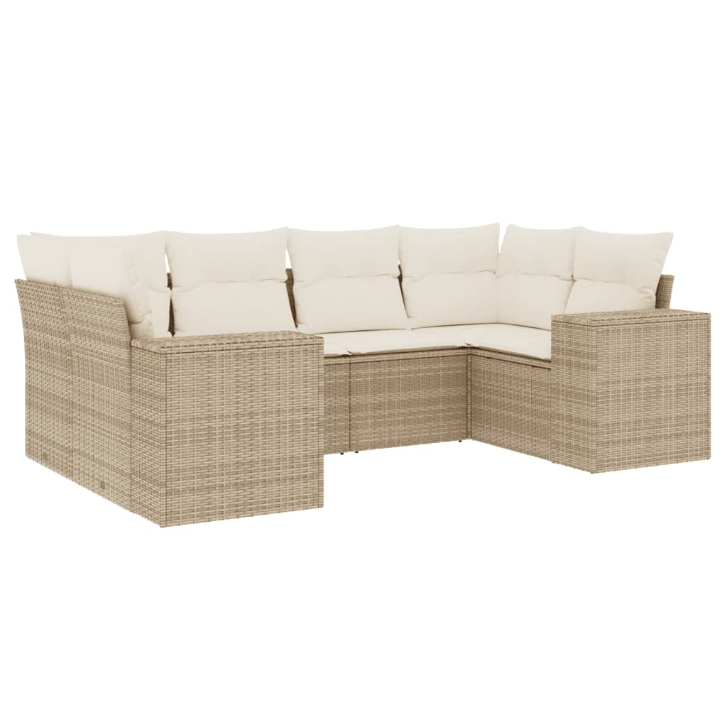 Set Divano da Giardino 6 pz con Cuscini Beige in Polyrattan | homemem39