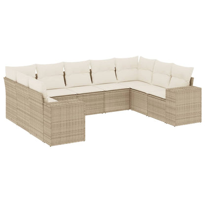 Set Divano da Giardino 9 pz con Cuscini Beige in Polyrattan | homemem39