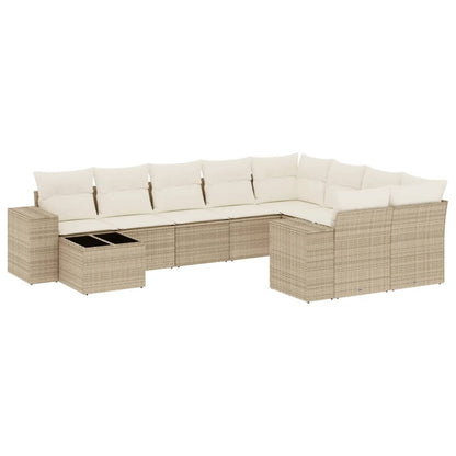 Set Divano da Giardino 10 pz con Cuscini Beige in Polyrattan | homemem39