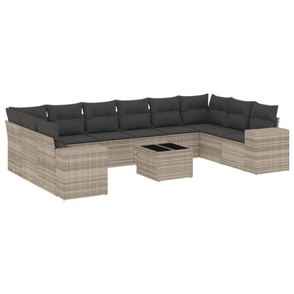 Set Divani da Giardino 11 pz con Cuscini in Polyrattan Grigio - homemem39