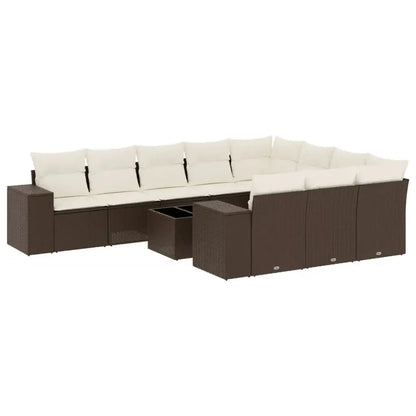 Set Divani da Giardino 11 pz con Cuscini Polyrattan Marrone - homemem39
