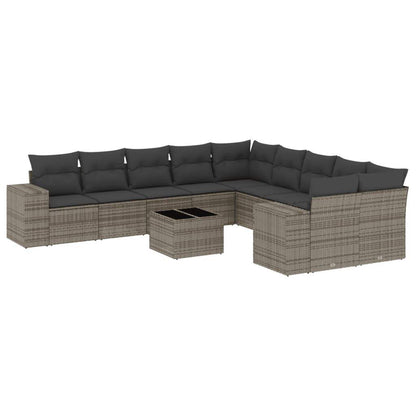 Set Divani da Giardino 11 pz con Cuscini in Polyrattan Grigio - homemem39