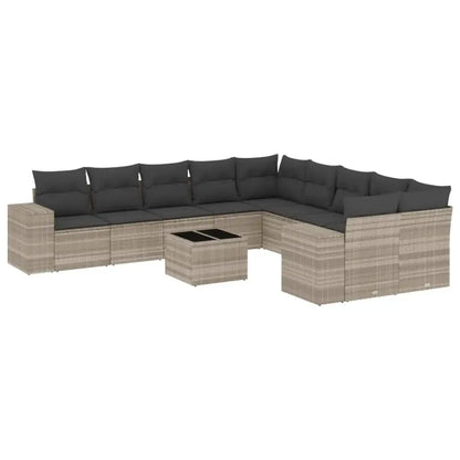 Set Divani da Giardino 11 pz con Cuscini in Polyrattan Grigio - homemem39