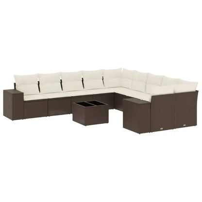 Set Divani da Giardino 11 pz con Cuscini Polyrattan Marrone - homemem39