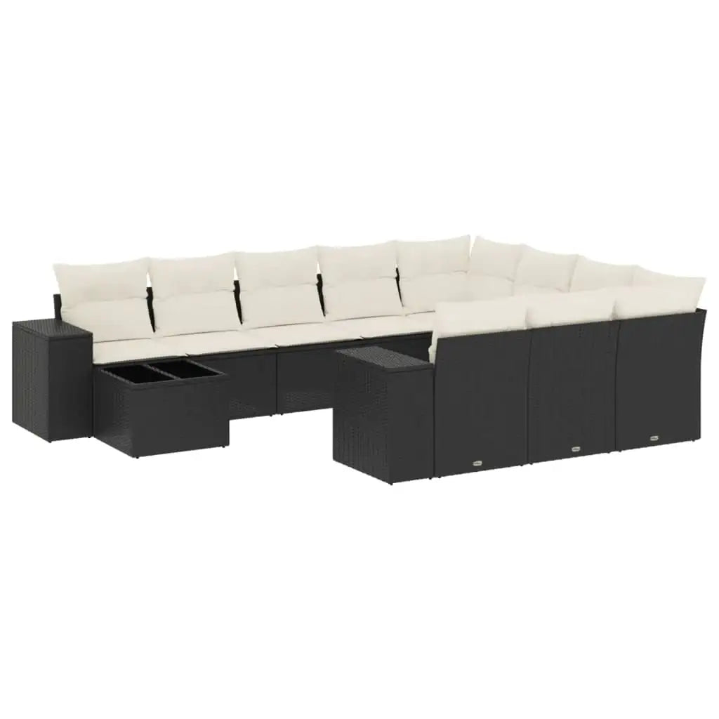 Set Divani da Giardino 11 pz con Cuscini in Polyrattan Nero - homemem39