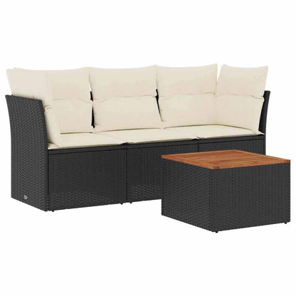 Set Divani da Giardino 4 pz con Cuscini Nero in Polyrattan - homemem39