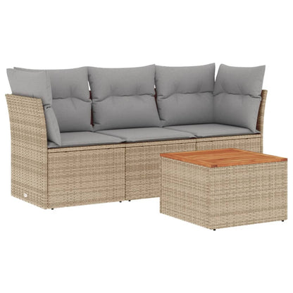 Set Divano da Giardino 4 pz con Cuscini Beige Misto Polyrattan - homemem39