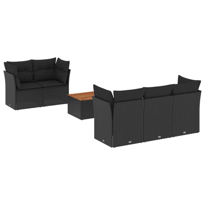 Set Divano da Giardino 6 pz con Cuscini Nero in Polyrattan - homemem39