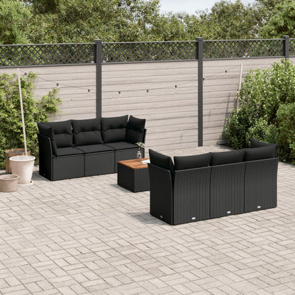 Set Divani da Giardino con Cuscini 7pz Nero Polyrattan | homemem39