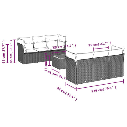 Set Divani da Giardino 7 pz con Cuscini Nero in Polyrattan | homemem39