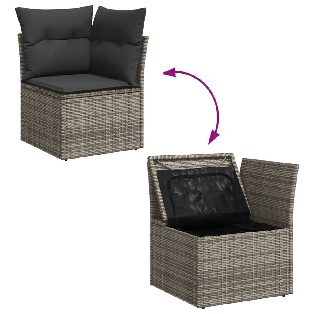 Set Divani da Giardino 7 pz con Cuscini Grigio in Polyrattan - homemem39