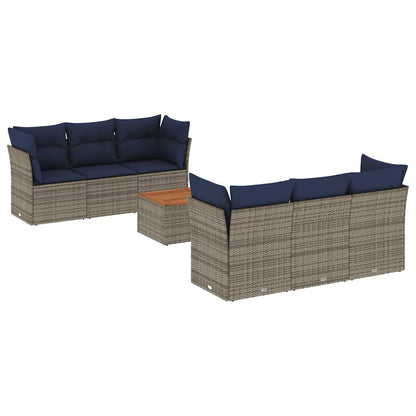Set Divani da Giardino 7 pz con Cuscini Grigio in Polyrattan - homemem39