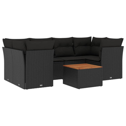 Set Divani da Giardino con Cuscini 7pz Nero Polyrattan | homemem39