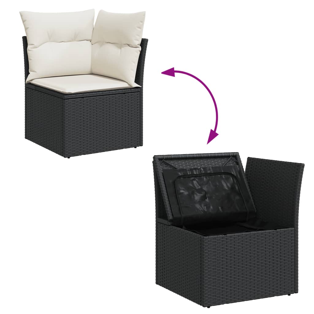 Set Divani da Giardino con Cuscini 8 pz Nero in Polyrattan - homemem39