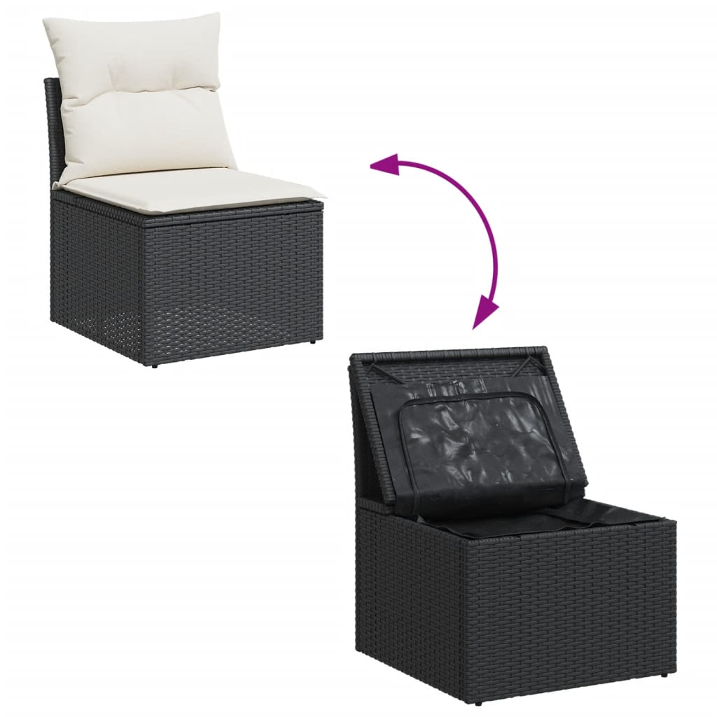 Set Divani da Giardino con Cuscini 8 pz Nero in Polyrattan | homemem39
