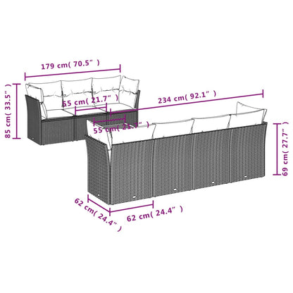 Set Divani da Giardino con Cuscini 8 pz Nero in Polyrattan | homemem39