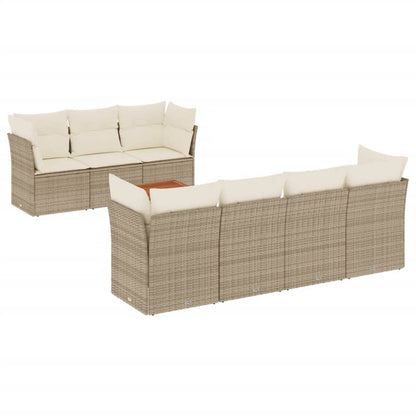 Set Divano da Giardino 8 pz con Cuscini Beige in Polyrattan | homemem39
