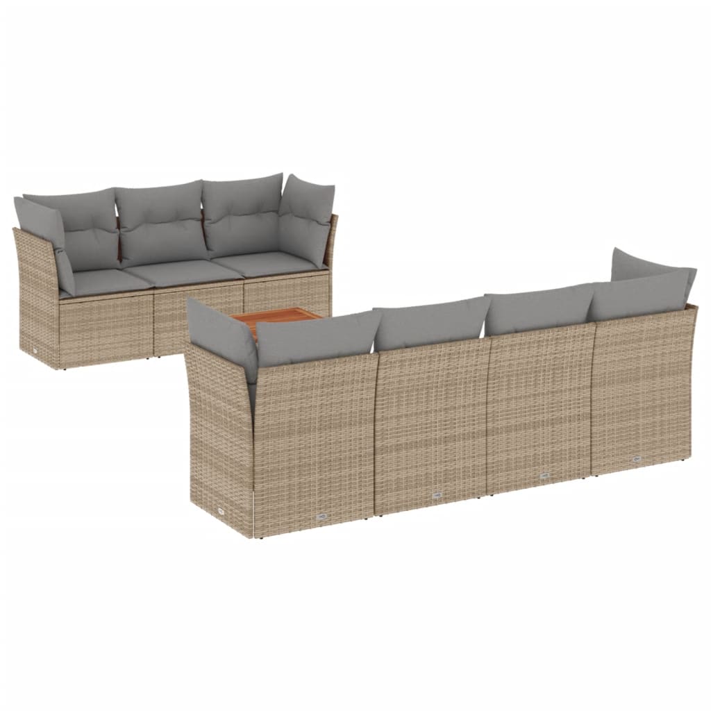 Set Divano da Giardino 8 pz con Cuscini Beige Misto Polyrattan - homemem39