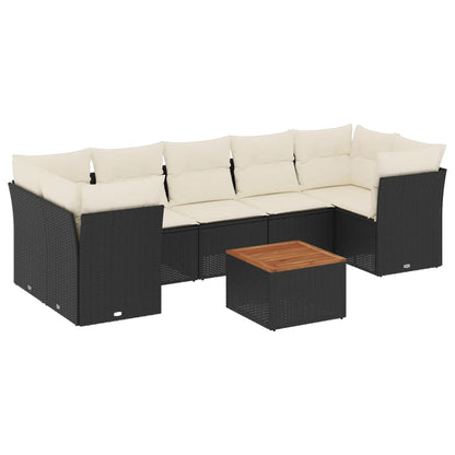Set Divani da Giardino con Cuscini 8 pz Nero in Polyrattan - homemem39