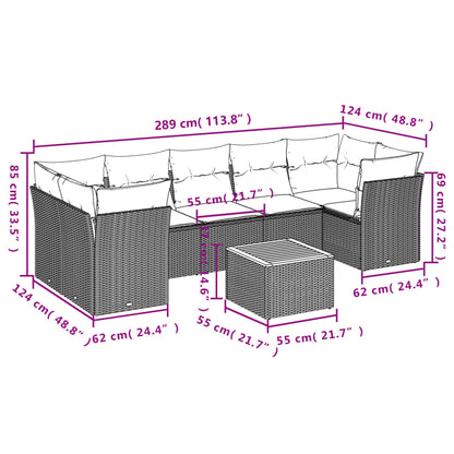 Set Divani da Giardino con Cuscini 8 pz Nero in Polyrattan | homemem39
